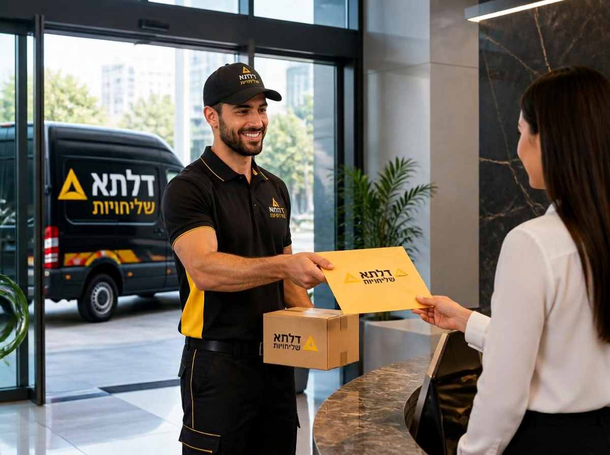 שליח דלתא שליחויות מוסר מעטפת מסמכים בלובי משרדים