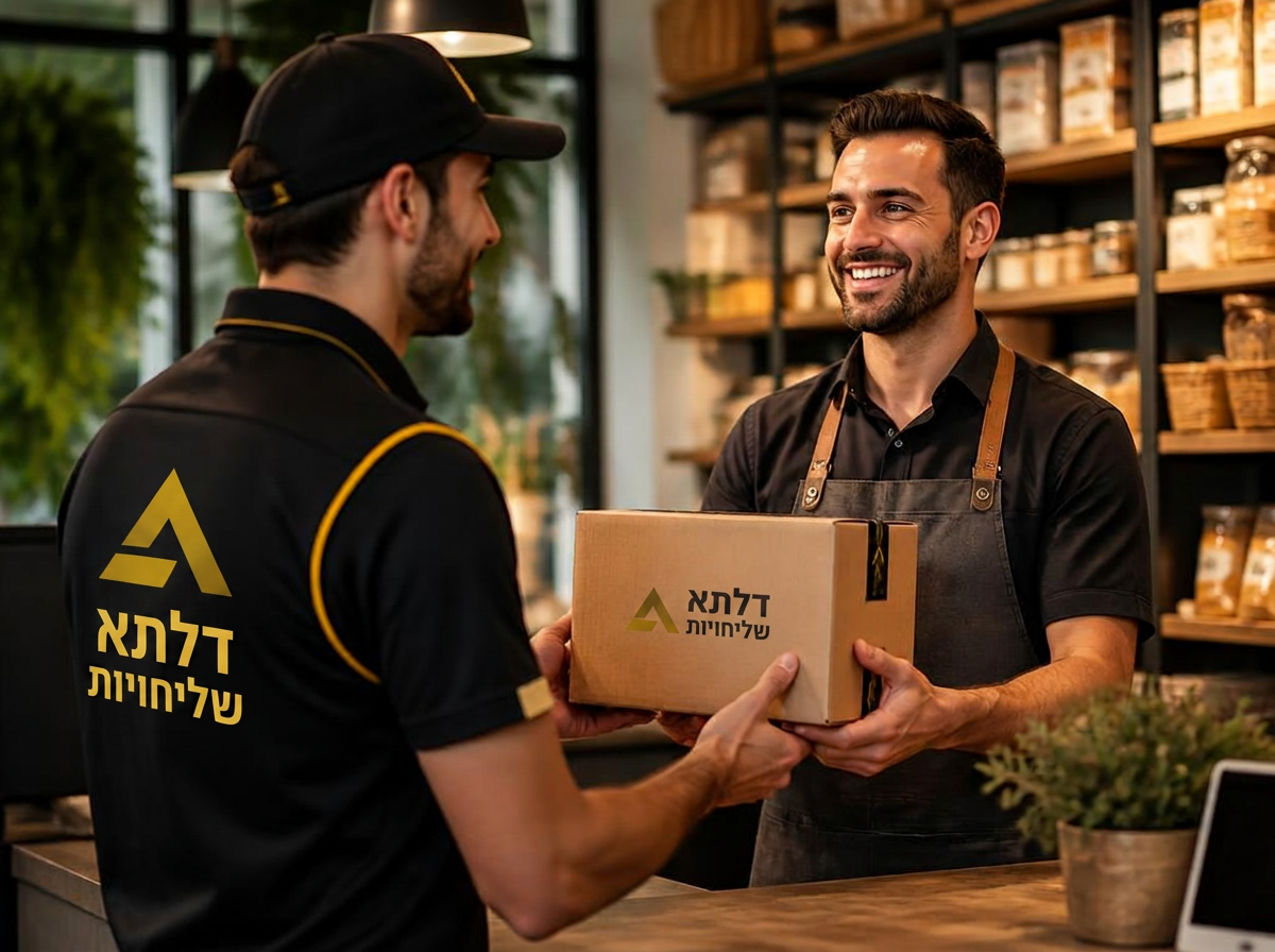 שליח דלתא שליחויות מוסר חבילה קטנה עד 10 ק״ג לבעלת עסק קטן בדלפק